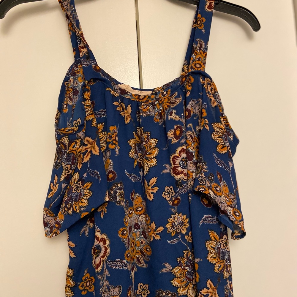 Floral blue and orange blouse